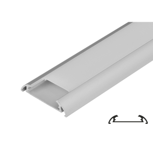 Aluminium profile for LED flexible strip for surface mounting, wide, 2m