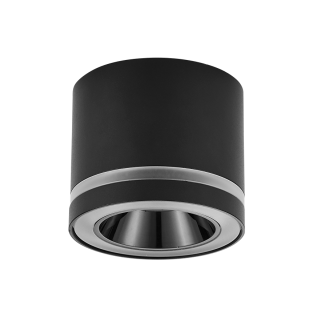 Ceiling downlight for surface mounting for LED module, antiglare, round, fixed, black, IP20