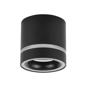 Ceiling downlight for surface mounting for LED module, round, fixed, black, IP20