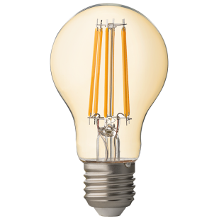LED filament лампа крушка, димираща, 8W, E27, 2500K, 220-240V AC, амбър