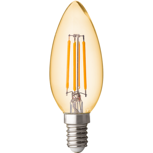 LED filament лампа конус, димираща, 4W, E14, 2500K, 220-240V AC, амбър