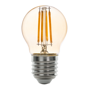 LED filament лампа топка, димираща, 4W, E27, 1800K, 220-240V AC, амбър