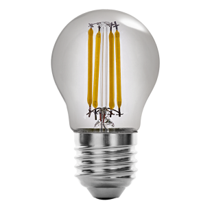 LED filament лампа топка, опушен, G45, 5W, E27, 1800K, 230V AC, амбър