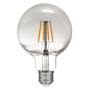 LED filament лампа топка, опушен, G95, 5W, E27, 1800K, 230V AC, амбър