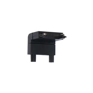 Vertical L-connector for slim rail for surface mounting