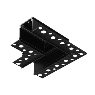 Horizontal L-connector for deep rail for building-in