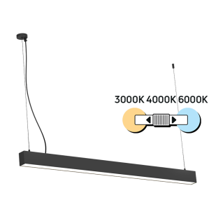 LED CCT linear lighting fixture linkable, black, 1.2m, 40W