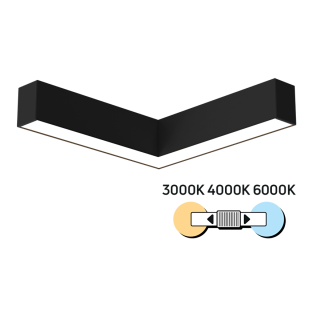 LED L-lighting fixture, CCT, black, 20W