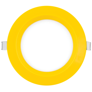 LED panel for building-in, round, yellow frame, 6W, 2700K, 220V-240V AC