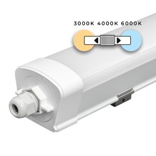 LED slim linear fixture thermoplastic 1.5m, IK08, 45W, CCT, 220-240V AC, IP65