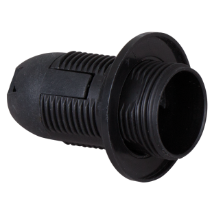 Plastic lamp socket E14, fully-threaded, black, 1 pc.