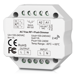 RF TRIAC, PUSH димер за конзола 350VA, 1.5A, 220-240V AC