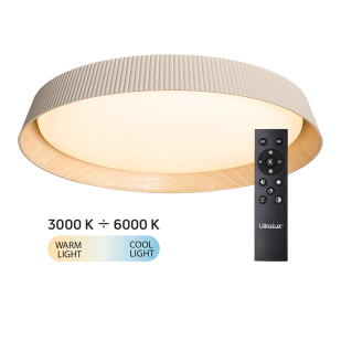 LED dimmable CCT ceiling lamp with remote control beige/wood, max.72W, 3000K-6000К