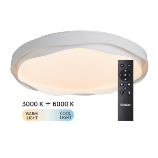 LED димираща ССТ плафониера с дистанционно управление бял, max.72W, 3000K-6000К