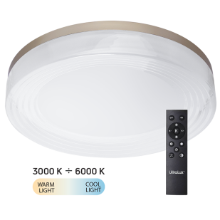 LED димираща ССТ плафониера с дистанционно управление, злато, max.72W, 3000K-6000К