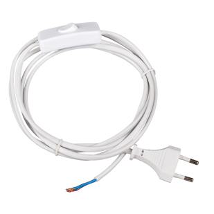 Power cable with plug and switch, white, 1 pc.